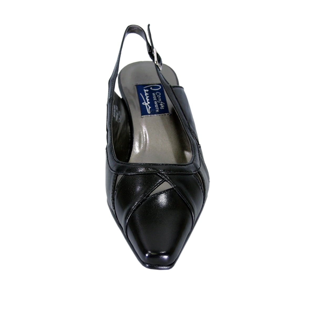 PEERAGE Reese Women Extra Wide Width Leather Sandals BLACK 9