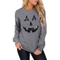 thumbnail image 1 of Chandails en Molleton Visage de Citrouille Halloween Femmes Mignon Pull Graphique Citrouille Décontracté Manches Longues Automne, 1 of 5