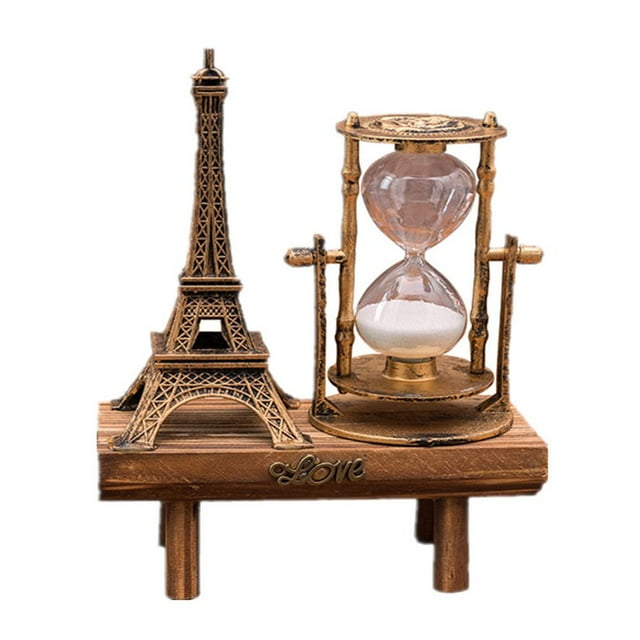 Colorful Toothbrush Shower Desktop Sandglass Ornament Wooden Eiffel Tower Hourglass Timer Brush