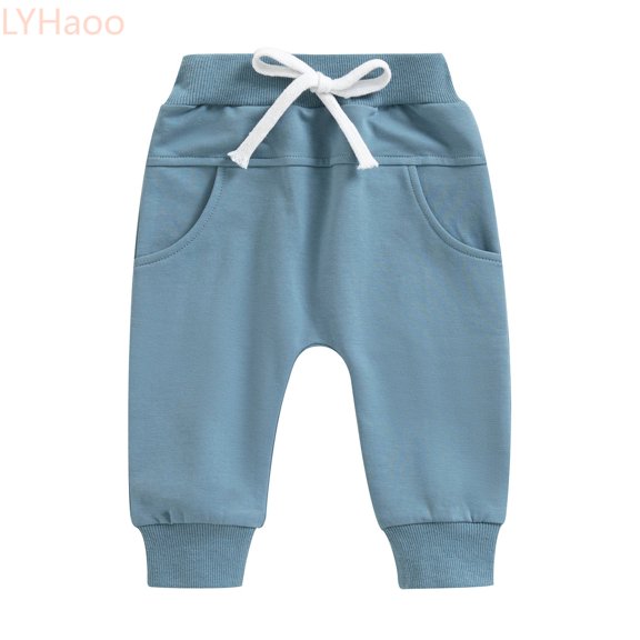 LYHaoo Kids Solid Color Casual Pants For Girls And Boys Comfortable Everyday Trousers With Elastic Waist Playful Design School Pants for Girls(Blue)
