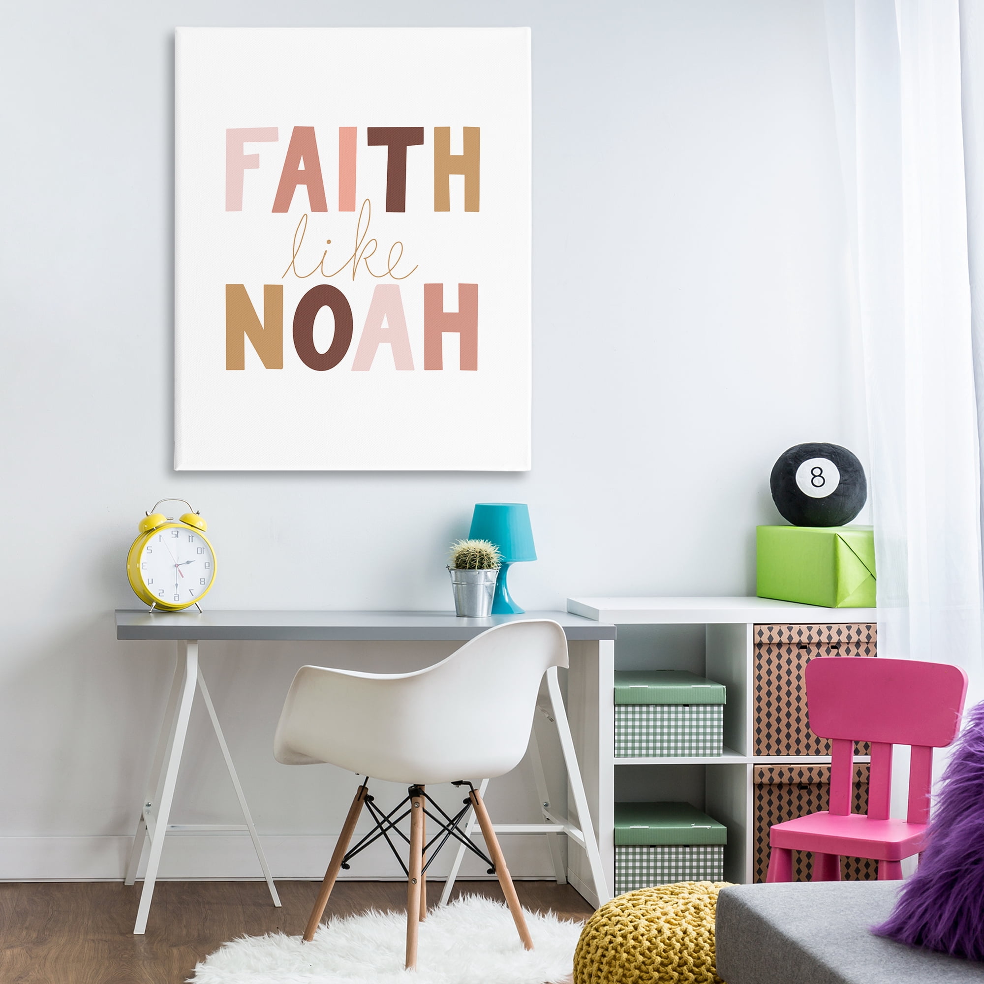 Stupell Industries Faith Like Noah Girl's Religious Painting Gallery Wrapped Canvas Art Print Wall Art, 36 x 48