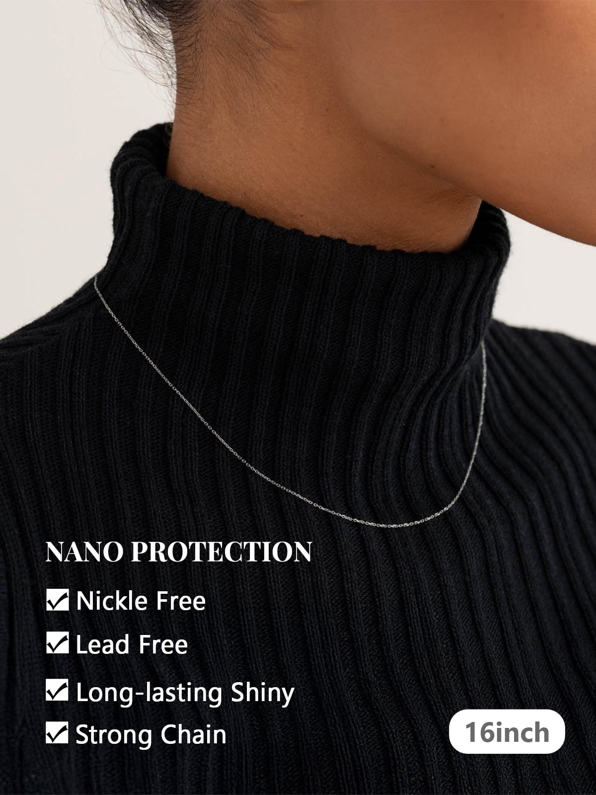 Silvora S925 Sterling Silver 1.1mm Dainty Thin Chain Necklace for Women Choker 16/18/20/22/24 Inch