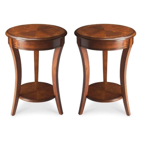 Home Square Specialty Holden Accent Table in Olive Ash Burl - Set of 2