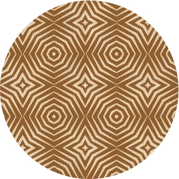 Ahgly Company Machine Washable Indoor Round Transitional Yellow Orange Area Rugs, 4' Round