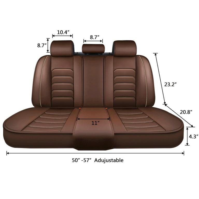 OTOEZ Car Seat Covers Luxury Leather 5-Seats Full Set Protector Universal for Auto Sedan Suv, Brown