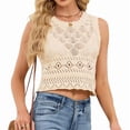 thumbnail image 3 of Women'S Crochet Tank Tops Summer Knit Sweater Vest Hollow Out Sleeveless Boho Top Color M, 3 of 9