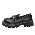 thumbnail image 6 of Xucatan Slip On Loafers for Women, Glossy Patent Leather Shoes with Decorative Gold Chain, Chunky Sole Low Top Casual Footwear, Versatile Round Toe Design for Office Gift, 6 of 9