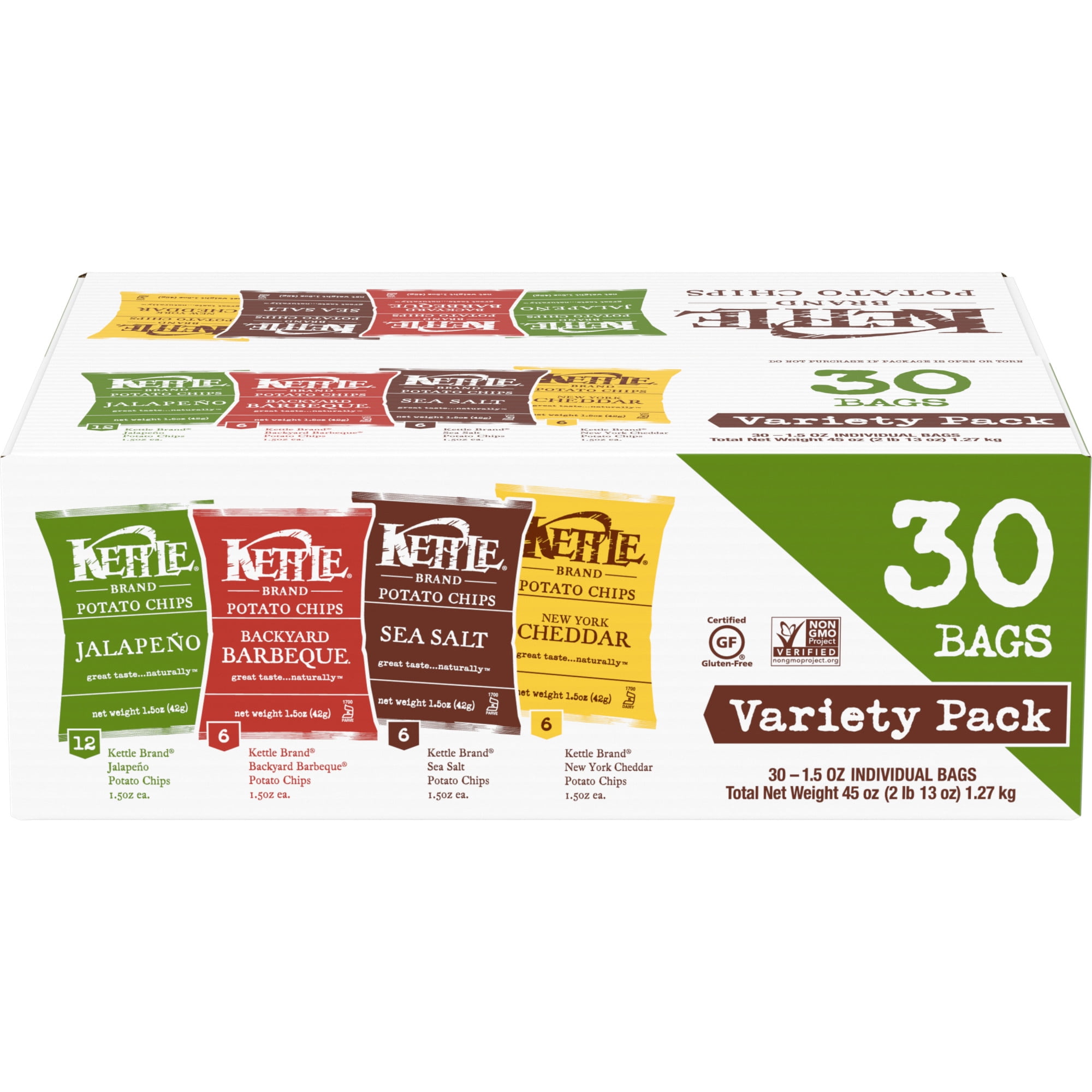Kettle Brand Potato Chips Variety Pack (Sea Salt, NY Cheddar, Backyard