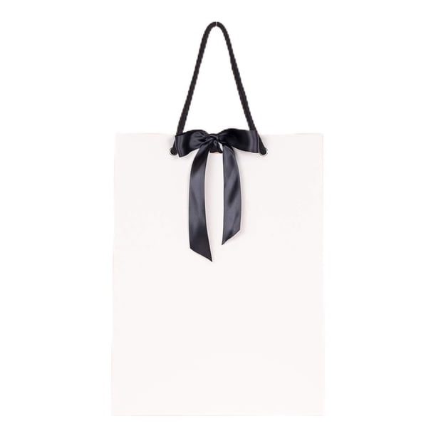 Bolsa de regalo PAPERIST Elegance blanca con asa negra y cinta x12
