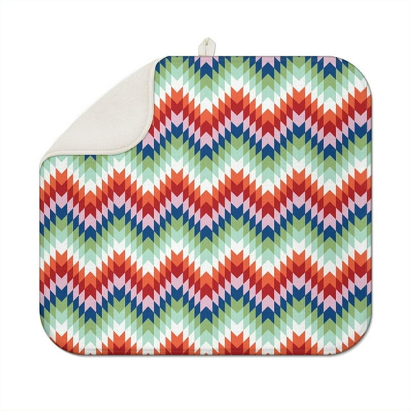 Bohemian Boho Kitchen Drying Mat - Super Absorbent Microfiber Dish Drying Pad with Boho Theme - Foldable Heat Resistant Countertop Mat for Dishes 18"x16"