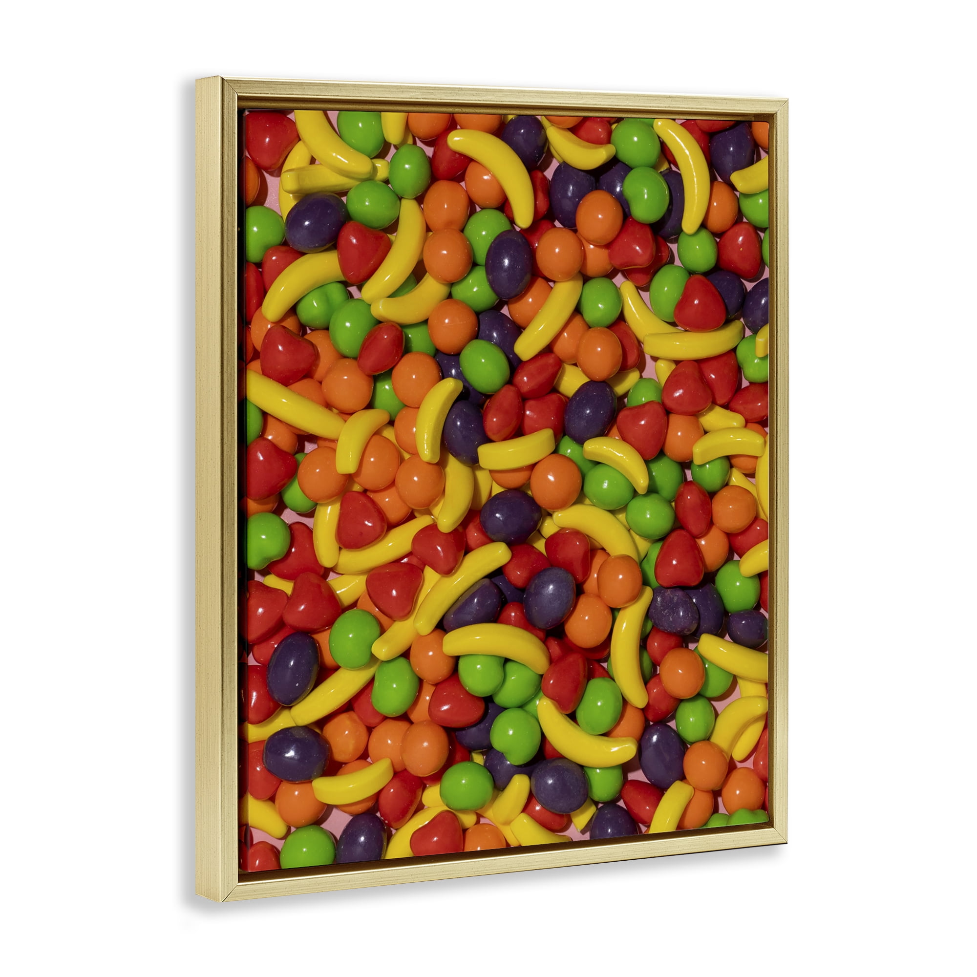 Stupell Industries Retro Assorted Fruit Candy Gold Framed Floater Canvas Wall Art, design by LISH Creative