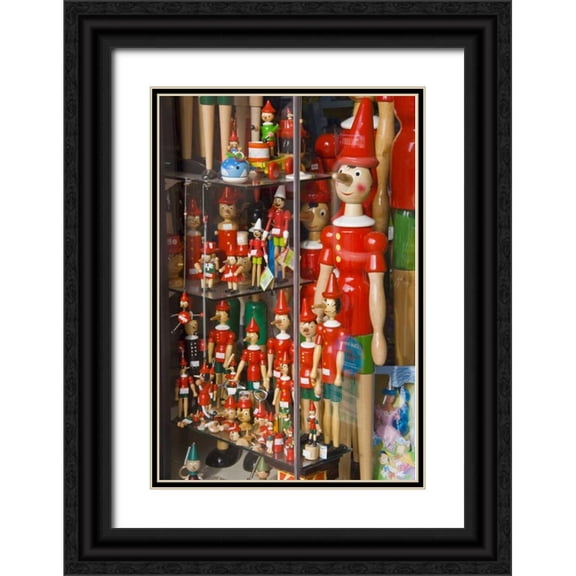 Lord, Fred 23x32 Black Ornate Wood Framed with Double Matting Museum Art Print Titled - Italy, Tuscany, Collodi Pinocchio puppets