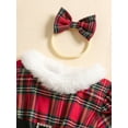 thumbnail image 4 of Suealasg Baby Girls Christmas Romper Dress Newborn Girls Fall Clothes 3 6 12 18 24 Months Infant Girls Plaid Print Long Sleeve Romper Bodysuit Headband, 4 of 8