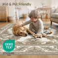 thumbnail image 4 of ODIKA 9'x12' Washable Area Rug Neutral Fall Mirrored Foliage Cream Muted Traditional Vintage for Master Suite, California King, Under Bed, Non-Shedding, Easy Care, 4 of 7