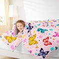 thumbnail image 4 of Homewish Girly Pink Cartoon Queen Comforter Set for Teen, Kawaii Cartoon Butterfly Bedding Sets, Rustic Flower Floral Reversible Bedding Comforter Set, Lightweight Room Decor, 3pcs, 4 of 8