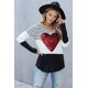 thumbnail image 3 of ABPHQTO Top de manga larga a rayas con lentejuelas de corazón negro para mujer, 3 of 5