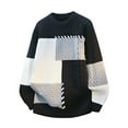 thumbnail image 5 of Men's Fashion Knit Sweater Loose Fit Round Neck Pullover Long Sleeve for Casual Everyday Wear and Winter Holiday Season,Black,2XL, 5 of 5