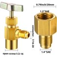 thumbnail image 2 of 2 Pieces Set Includes R134A Refrigerant Opening Valve 8401 Top Style Metal Can Tap and 6015 Refrigerant Tank Vacuum Pump Adapter to R12 Pump Adapter 1/4 Flare Female to 1/2 Male, 2 of 7
