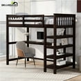 thumbnail image 2 of Bellemave Twin Size Loft Bed with Desk and Shelves,Wood  Loft Bed with 4-Tier Storage Rack (Espresso), 2 of 11