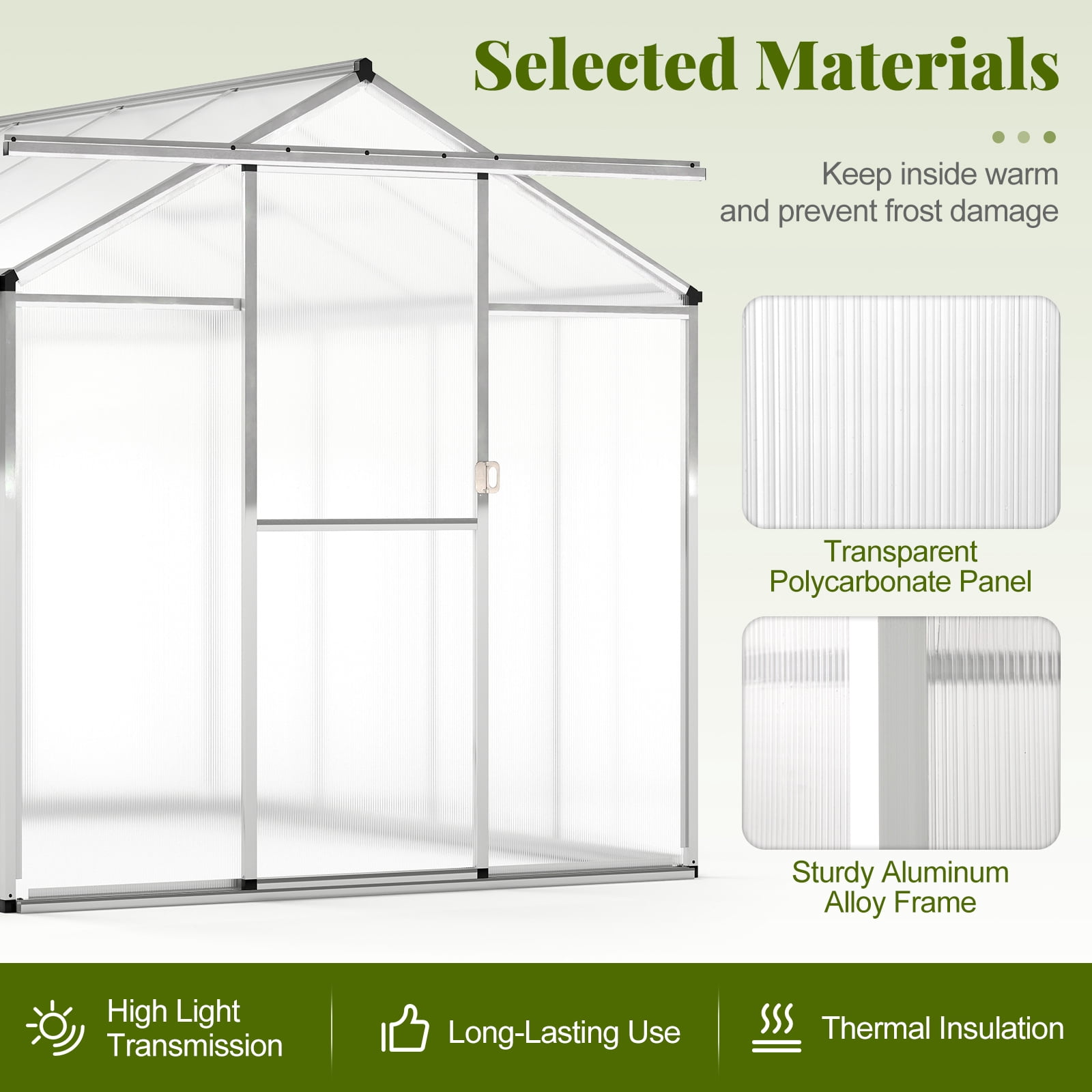 Gymax 6 x 8 FT Greenhouse for Outdoors Large Walk-in Green House w/ Rain Gutters