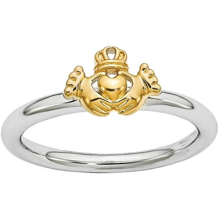 Stackable Expressions Sterling Silver Yellow-Plated Claddagh Ring
