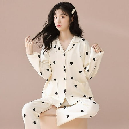 

PIKADINGNIS New Cotton Pajama Sets Womens Sleepwear Tops Long Pyjamas Set Spring Autumn Homewear Women Casual Sleepwear Nightwear