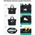 thumbnail image 4 of Tote Bag for Women, Foldable Tote Bag With Zipper Travel Large Shoulder Bag Handbag for Work-16.5''l X 6''wx 14''h, 4 of 13