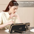 thumbnail image 4 of iPhone 15 Case, iPhone 15 Phone Case Love Heart Cute Case with Wristband Kickstand Holder Soft TPU Plating Bumper Protective Shockproof iPhone 15 Phone Case Cover for Girls Women, Black, 4 of 8