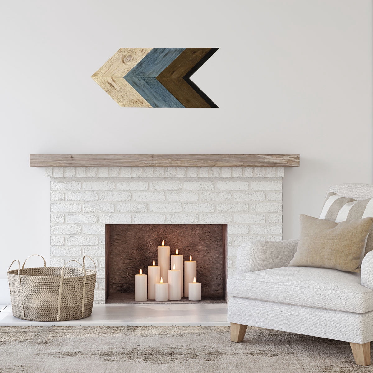 Ekena Millwork 14 3/4"W x 14"H x 3/4"D Vintage Farmhouse 5 1/2" Chevron, Barnwood Decor Collection, Salvaged Red