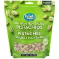 thumbnail image 1 of Great Value Dry Roasted & Salted Pistachio Nuts, 454g Resealable Bag, 1 of 4