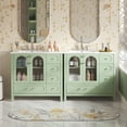 thumbnail image 4 of 72" Bathroom Cabinet with Waffle Texture Doors, Large Bathroom Vanity with Eight Drawers, Four Soft-Closing Doors and Double Sink Top, Bathroom Storage with Glass Doors, 4 of 9