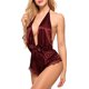thumbnail image 3 of Conjunto de lencería Ropa interior Halter Teddies Backless Deep V camisón de satén Tmvgtek para mujer Rojo T XL, 3 of 4
