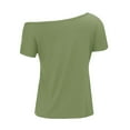 thumbnail image 3 of Pxiakgy Women's Casual Off The Shoulder Tops Women's Off Shoulder Shirts Casual Loose Short Sleeve Tops Short Sleeve T Shirts Loose Summer Blouse Shirt Army Green L, 3 of 7