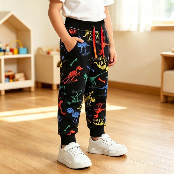 WQNVRNR Boys Joggers Sweatpants- Cuffed Joggers Elastic Drawstring Waist Cotton Cartoon Print Fall Sweatpants with Pockets Multicolor Size 8