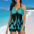 thumbnail image 1 of MKLEKYY Plus Size Swimsuit 2025 Women's Split Swimsuit Fashion Gradient Sky Blue Conservative Tankini Two Piece Set, 1 of 8