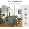 thumbnail image 6 of Outsunny 5 Pcs Wicker Outdoor Bar Set with Glass Top Table and 2 Tier Storage Shelf, 1 Table and 4 Bar Stools for Patio, Garden, Poolside, Gray, 6 of 10