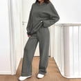 thumbnail image 6 of HKYNLAG Women's Oversized 2 Piece Sweatsuit Set Hoodie Wide Leg Sweatpants Fall Winter Casual Lounge Outfit Dark Gray 2XL, 6 of 7