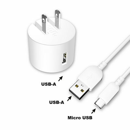 onn. Wall Charging Kit with Micro-USB to USB Cable, White