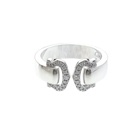Pre-Owned Cartier 2C Boucle Diamond Ring White Gold (18K) Fashion Diamond Band Ring Silver