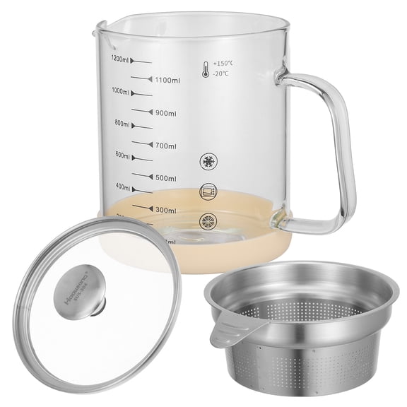 AURARMLET 1Set Fat Separator Glass Soy Milk Filter Strainer for Kitchen Cooking Oil Filtering