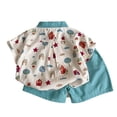 thumbnail image 5 of Toddler Boy Outfits 2 Piece Cartoon Print Lapel Short Sleeve Button Shirt Top And Shorts Outdoor Wear Baby Boys' Clothing Sets Size 18-24 Months, 5 of 9