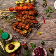 Kdkad Fish Grilling Basket, BBQ Grilling Basket, Folding Portable Stainless Steel BBQ Grill Basket for Fish Vegetables Shrimp with Handle