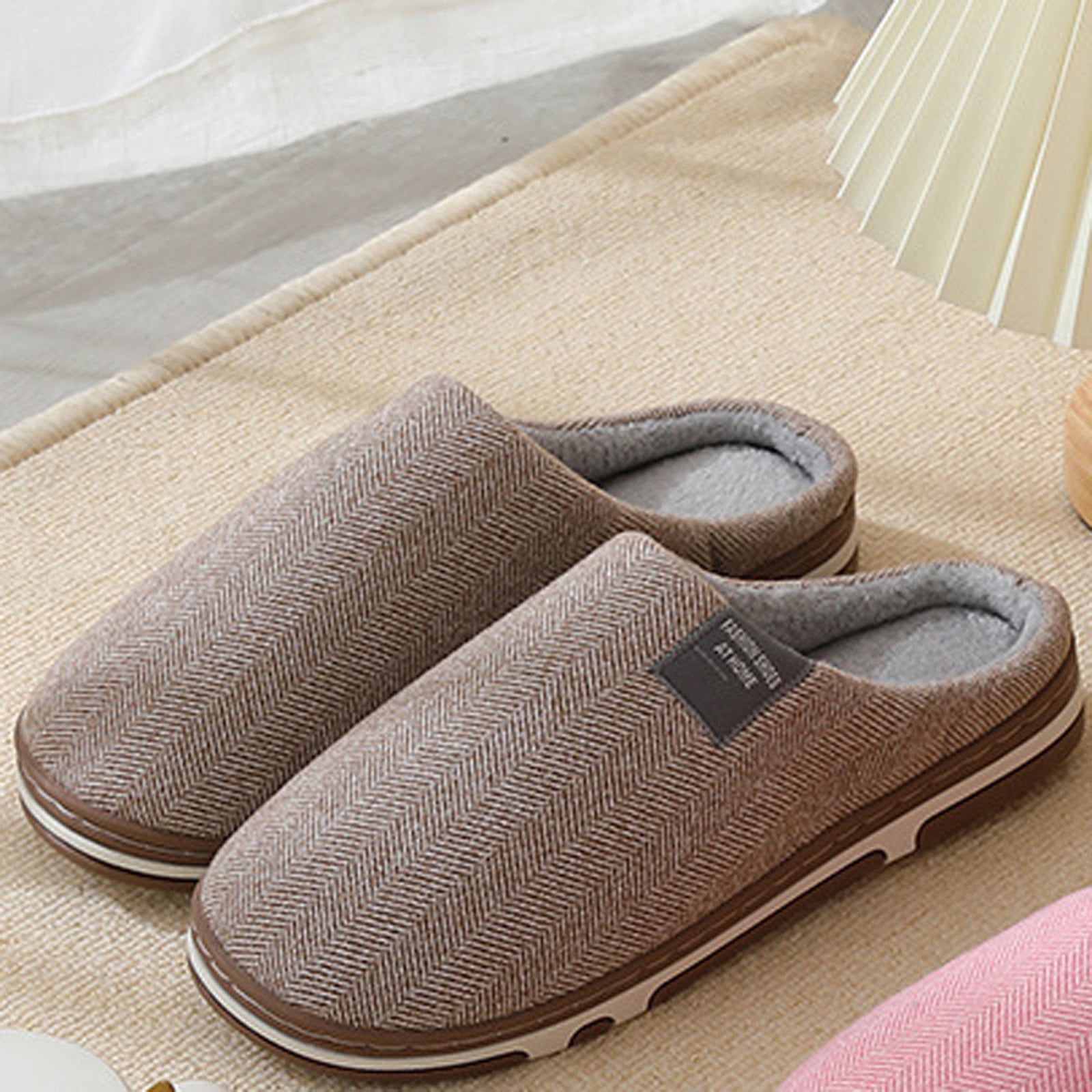 Chaussons En Coton D'Intérieur Pour La Maison - Semelle Souple Antidérapante Chaussures Chaudes Pour La Maison Avec Soutien De La Voûte Plantaire, Chaussures Confortables Pour Couple