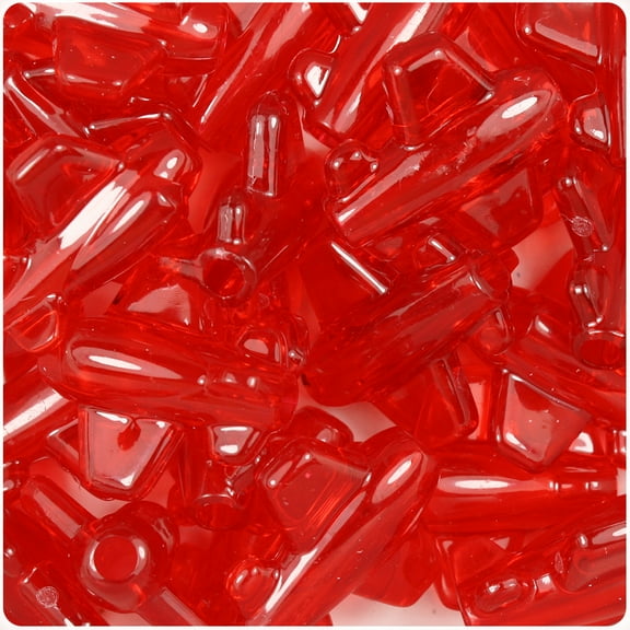 BeadTin Ruby Transparent 25mm Airplane Pony Beads (24pcs)