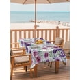 thumbnail image 2 of Outdoor Tablecloth with Umbrella Hole for Patio/Picnic/Party/Camping, Purple Pink Roses Waterproof Table Cloth Rectangle Table Cover Washable, Spring Floral Elegant Pastoral Botanical (54"x 80"), 2 of 8