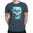 thumbnail image 2 of Glitch Skull Cyberpunk Art Dark Heather Men's T-shirt, 2 of 3