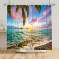 thumbnail image 3 of SUNOLIFE Ocean Sea Beach Shower Curtain Summer Hawaii Seaside Fabric Bathroom Curtain with Hooks,72x72 in, 3 of 4