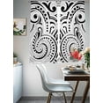thumbnail image 4 of Black Polynesia Texture Sheer Curtains 72 Inch Length 2 Panels for Living Room, Retro Flowers Tribes Abstract Art Voile Kitchen Curtain Set, Luxury Privacy Drapes Window Treatment for Bedroom, 4 of 7