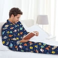 thumbnail image 6 of Cauagu Planets And Stars Print Men's Long-Sleeve Pajama Set,Soft Button-Front 2Pjs for Men Long Sleeve Men’s Sleepwear-X-Large, 6 of 7