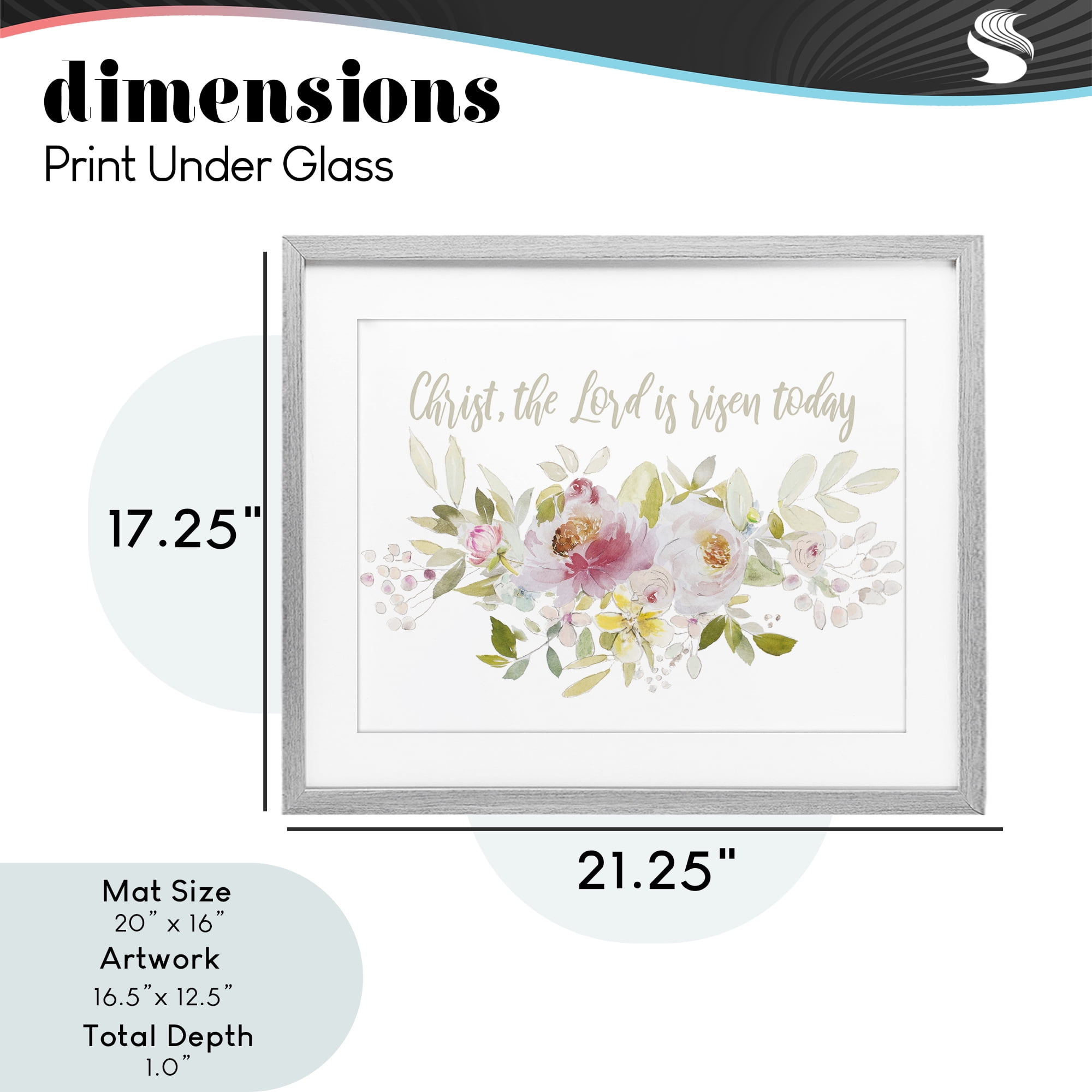 Stupell Industries The Lord Is Risen Florals Gray Framed Print Under Glass, design by Patricia Pinto